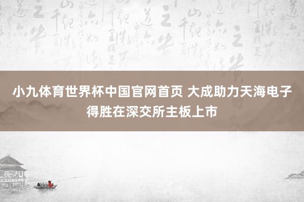 小九体育世界杯中国官网首页 大成助力天海电子得胜在深交所主板上市