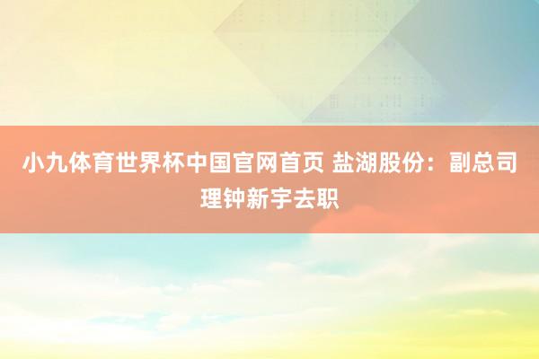 小九体育世界杯中国官网首页 盐湖股份:副总司理钟新宇去职