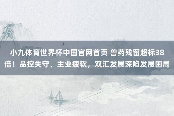 小九体育世界杯中国官网首页 兽药残留超标38倍!品控失守、主业疲软,双汇发展深陷发展困局