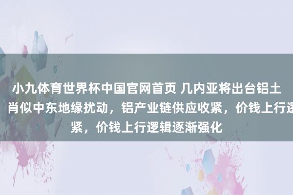 小九体育世界杯中国官网首页 几内亚将出台铝土矿出口管控,肖似中东地缘扰动,铝产业链供应收紧,价钱上行逻辑逐渐强化