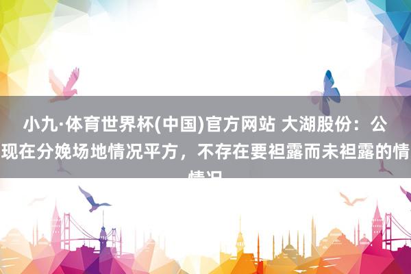 小九·体育世界杯(中国)官方网站 大湖股份:公司现在分娩场地情况平方,不存在要袒露而未袒露的情况