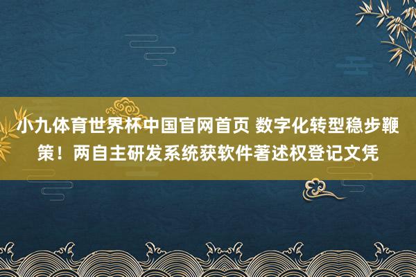 小九体育世界杯中国官网首页 数字化转型稳步鞭策!两自主研发系统获软件著述权登记文凭