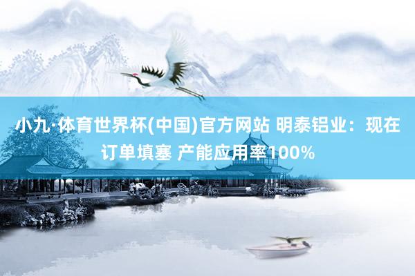 小九·体育世界杯(中国)官方网站 明泰铝业:现在订单填塞 产能应用率100%