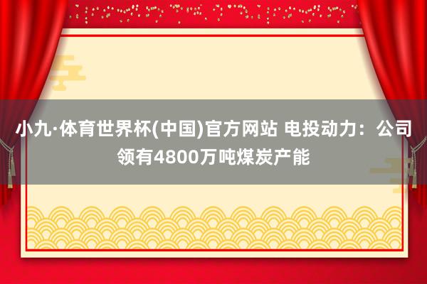 小九·体育世界杯(中国)官方网站 电投动力:公司领有4800万吨煤炭产能