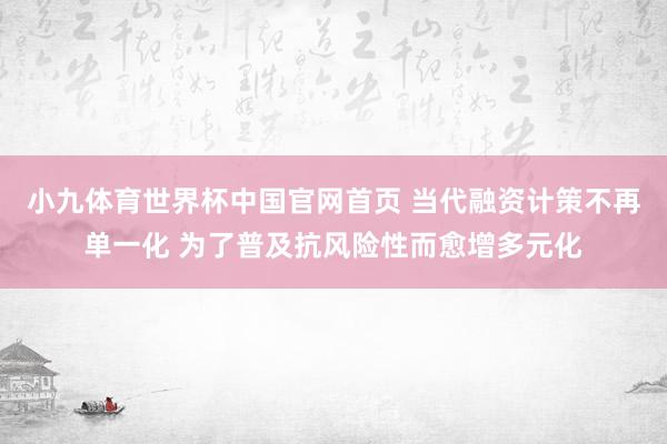 小九体育世界杯中国官网首页 当代融资计策不再单一化 为了普及抗风险性而愈增多元化