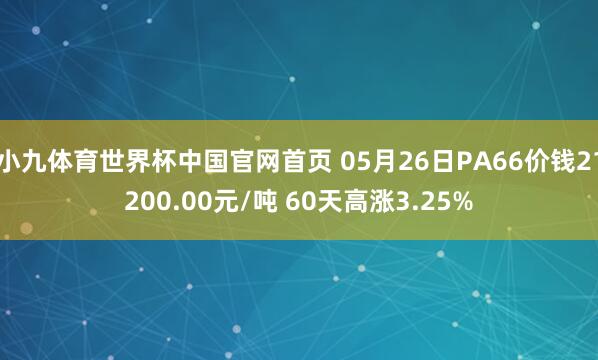 小九体育世界杯中国官网首页 05月26日PA66价钱21200.00元/吨 60天高涨3.25%