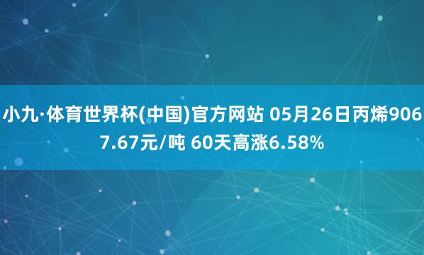 小九·体育世界杯(中国)官方网站 05月26日丙烯9067.67元/吨 60天高涨6.58%