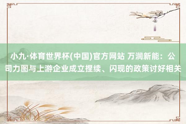 小九·体育世界杯(中国)官方网站 万润新能:公司力图与上游企业成立捏续、闪现的政策讨好相关