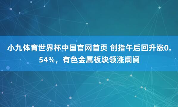 小九体育世界杯中国官网首页 创指午后回升涨0.54%,有色金属板块领涨阛阓