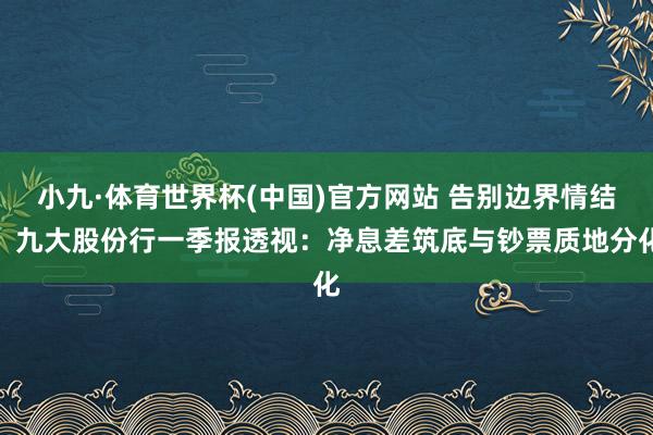 小九·体育世界杯(中国)官方网站 告别边界情结!九大股份行一季报透视:净息差筑底与钞票质地分化