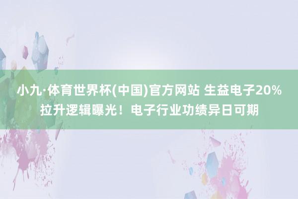 小九·体育世界杯(中国)官方网站 生益电子20%拉升逻辑曝光!电子行业功绩异日可期