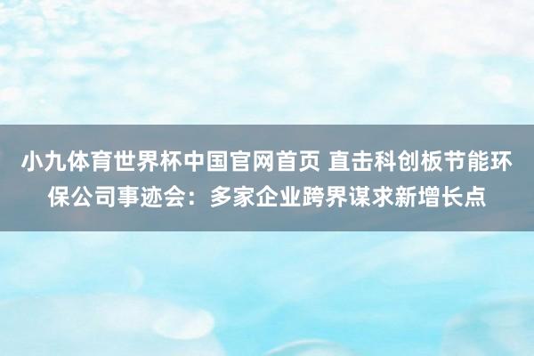小九体育世界杯中国官网首页 直击科创板节能环保公司事迹会:多家企业跨界谋求新增长点
