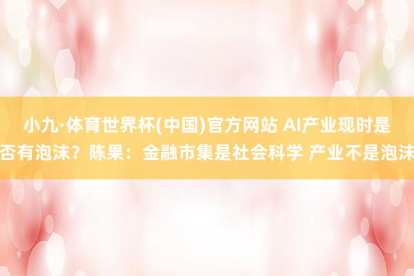 小九·体育世界杯(中国)官方网站 AI产业现时是否有泡沫?陈果:金融市集是社会科学 产业不是泡沫