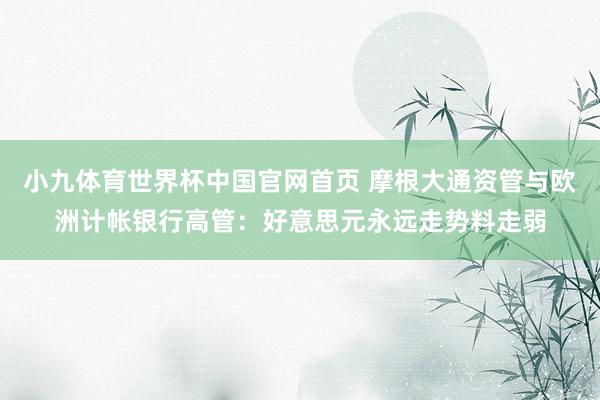 小九体育世界杯中国官网首页 摩根大通资管与欧洲计帐银行高管:好意思元永远走势料走弱