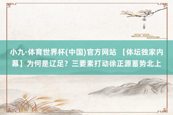 小九·体育世界杯(中国)官方网站 【体坛独家内幕】为何是辽足?三要素打动徐正源蓄势北上