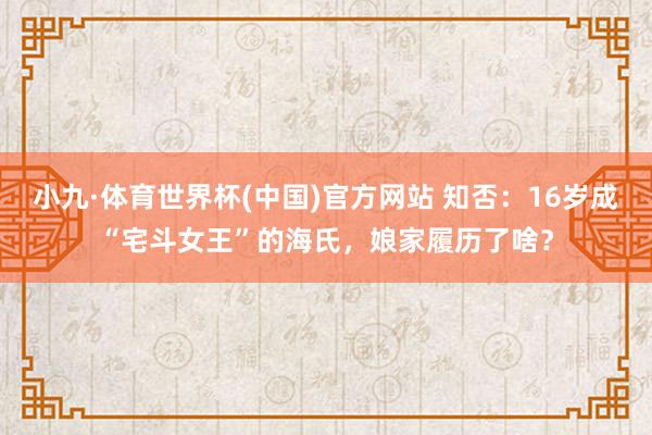 小九·体育世界杯(中国)官方网站 知否:16岁成“宅斗女王”的海氏,娘家履历了啥?