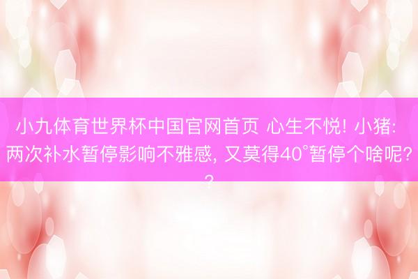 小九体育世界杯中国官网首页 心生不悦! 小猪: 两次补水暂停影响不雅感, 又莫得40°暂停个啥呢?
