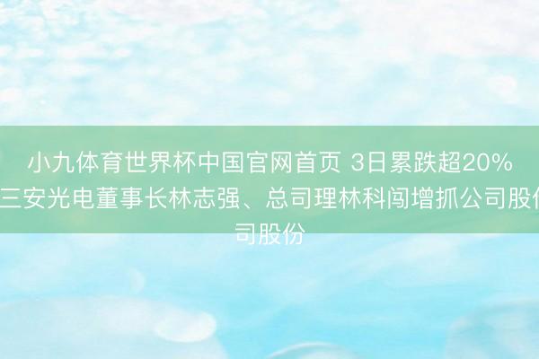 小九体育世界杯中国官网首页 3日累跌超20%, 三安光电董事长林志强、总司理林科闯增抓公司股份