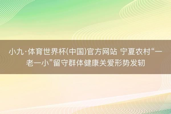 小九·体育世界杯(中国)官方网站 宁夏农村“一老一小”留守群体健康关爱形势发轫