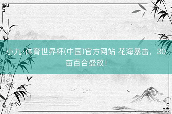 小九·体育世界杯(中国)官方网站 花海暴击,30亩百合盛放!