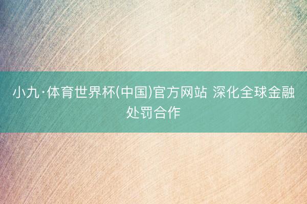 小九·体育世界杯(中国)官方网站 深化全球金融处罚合作