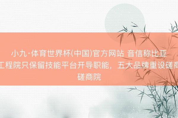 小九·体育世界杯(中国)官方网站 音信称比亚迪工程院只保留技能平台开导职能,五大品牌重设磋商院